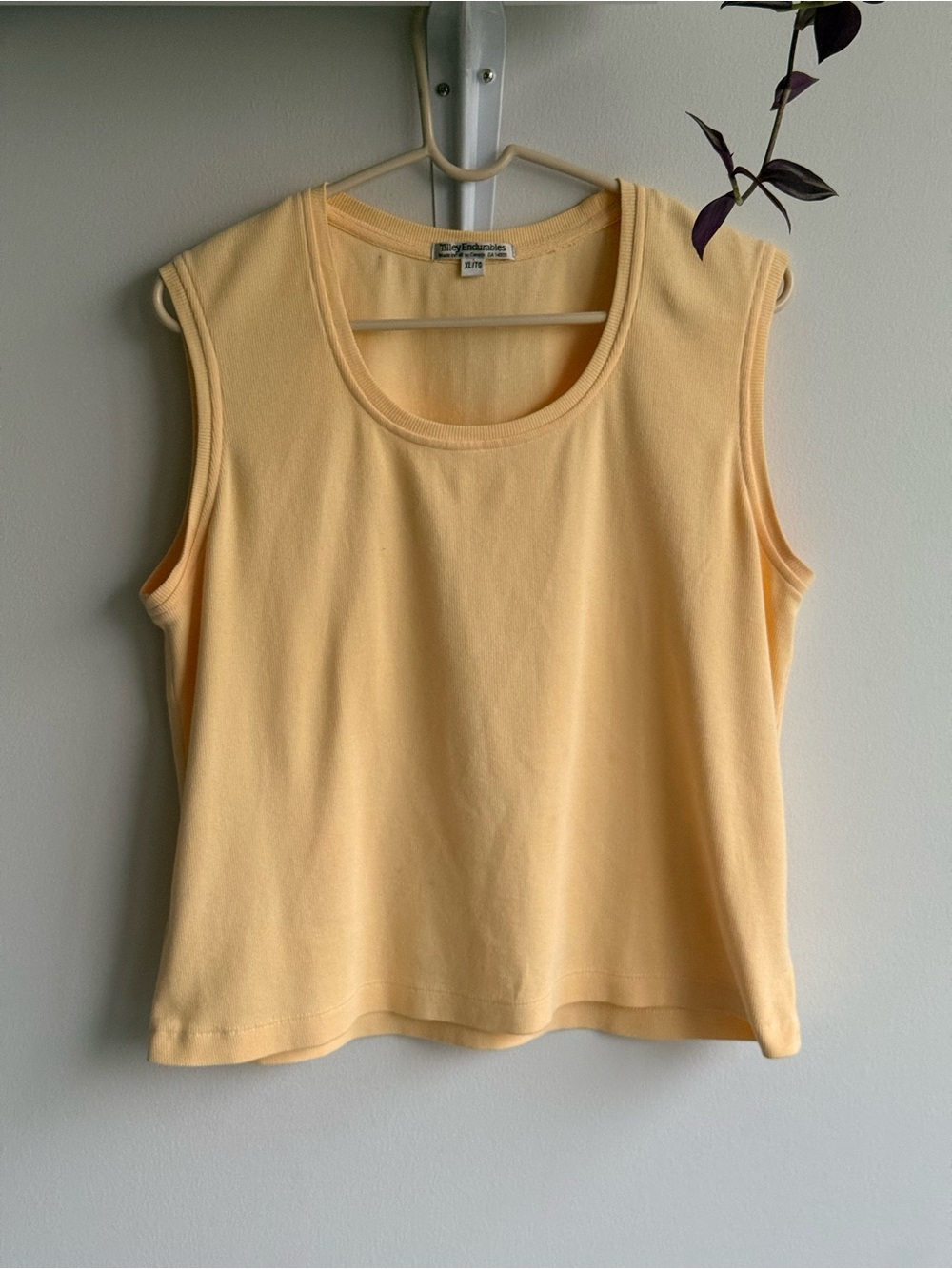 Tilley Endurables Vintage Yellow Ribbed Tank Top XL - Made in Canada